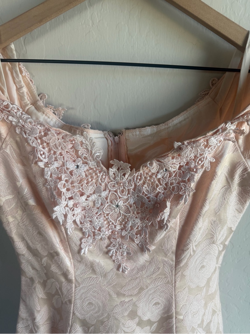 Vintage Niki Blush Pink Lace Fit-and-Flare Dress Size 6 Coquette USA Old Money - Picture 3 of 4